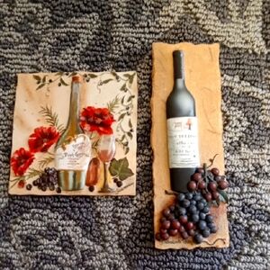 Wine Bottle and Grapes Wall Art Set 3D Home Kitchen Art